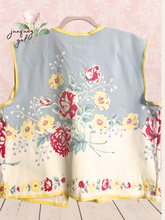 Load image into Gallery viewer, MCM Vintage Tablecloth Rose Print Vest Sleeveless  Mid-Century Modern
