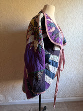 Load image into Gallery viewer, Mariner's Compass Moody Hues Purples Urban Quilt Jacket - Fits Large XL to 2X Oversized Plus

