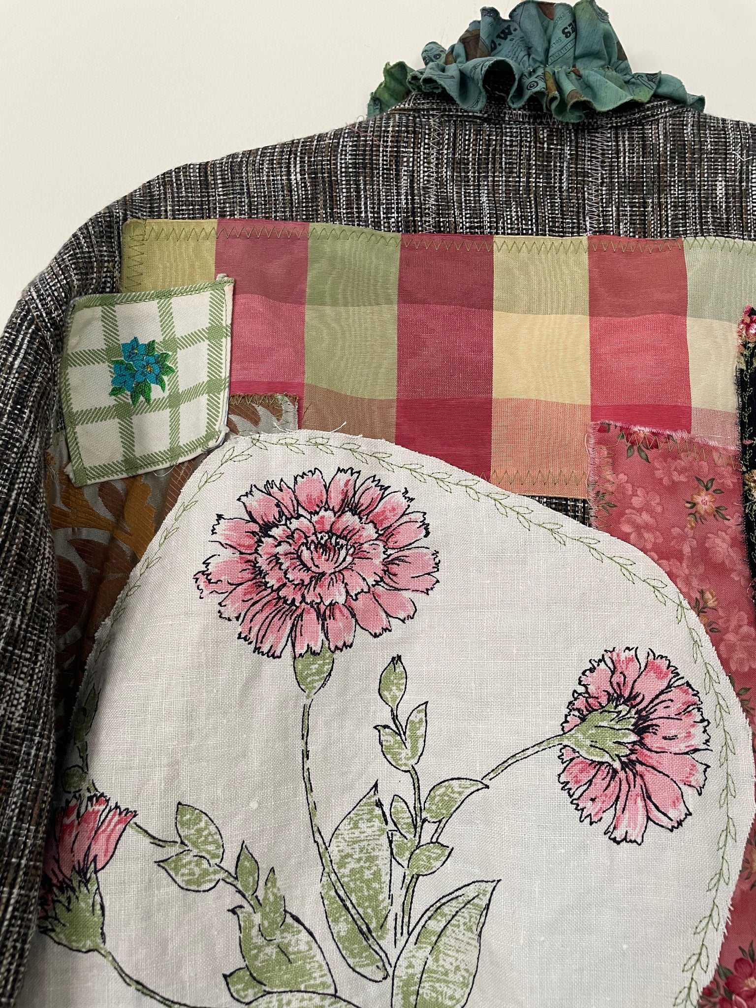 Upcycled Vintage Garden Patchwork Linen Woven Barn Jacket Chicos ...