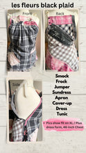Load image into Gallery viewer, Les Fleurs French Script Black &amp; Pink Floral Vintage Barkcloth Apron - Smock
