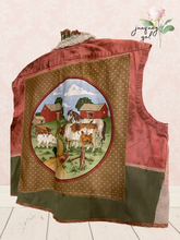 Load image into Gallery viewer, Farmgirl Sleeveless Vest Roosters Upcycled
