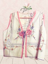 Load image into Gallery viewer, Hand Embroidery Delicate 1940's Tablecloth Vintage Charm Cottagecore Rose Boutique Vest
