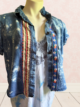 Load image into Gallery viewer, Urban Boho Distressed American Flag Lightweight Denim - Bleach Dyed Flag 4th of July - Size Small
