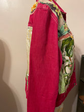 Load image into Gallery viewer, Bright Raspberry Needlepoint Denim Jacket
