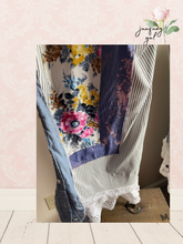 Load image into Gallery viewer, pinstripe vintage patchwork capri Curvy Plus Upcycled 3X to 4X
