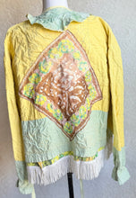 Load image into Gallery viewer, Handstitched Green &amp; Yellow Roses Barn Coat Jacket - Fits up to Large XL
