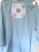 Load image into Gallery viewer, soft &amp; cool lightweight denim shirt &amp; vintage quilt square
