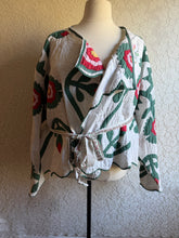 Load image into Gallery viewer, Hand Stitched Hearts &amp; Floral Applique Short Wrap Quilt Jacket - Fits Oversized Plus to 5X
