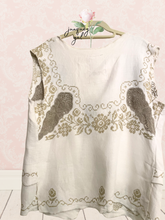 Load image into Gallery viewer, Vintage Cross Stitch Neutral Taupe Hand Embroidery Handmade Vest
