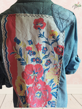 Load image into Gallery viewer, Vintage Roosters Chambray Upcycle Shirt - Size XL
