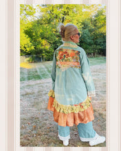 Load image into Gallery viewer, aqua &amp; rusty rose gold bleached oversized oxford cloth Gypsy Duster
