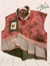 Load image into Gallery viewer, Farmgirl Sleeveless Vest Roosters Upcycled
