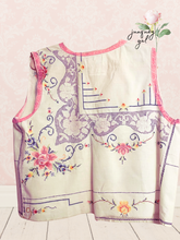 Load image into Gallery viewer, Hand Embroidery Delicate 1940's Tablecloth Vintage Charm Cottagecore Rose Boutique Vest
