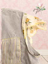 Load image into Gallery viewer, Calico Yellow Kitty Gray Check Vintage Handkerchief Hankie Upcycled Menswear Blouse Sleeveless Vest
