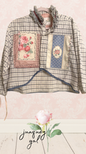Load image into Gallery viewer, Lightweight Nautica Plaid Shirt Ralph Lauren Vintage Sheets Classic  Roses High-Low Upcycled Blouse
