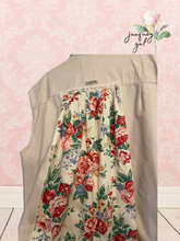 Load image into Gallery viewer, Vintage Drapery Rose Boutique Khaki Ticking Stripe Upcycled Menswear Shirt Oversized sleeveless
