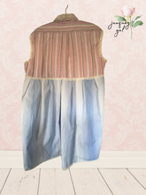 Load image into Gallery viewer, pink stripe pinstripe oxford cloth duster coverup Lagenlook free-size oversize
