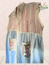 Load image into Gallery viewer, pink stripe pinstripe oxford cloth duster coverup Lagenlook free-size oversize
