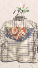 Load image into Gallery viewer, Lightweight Nautica Plaid Shirt Ralph Lauren Vintage Sheets Classic  Roses High-Low Upcycled Blouse
