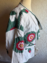 Load image into Gallery viewer, Hand Stitched Hearts &amp; Floral Applique Short Wrap Quilt Jacket - Fits Oversized Plus to 5X
