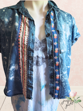 Load image into Gallery viewer, Urban Boho Distressed American Flag Lightweight Denim - Bleach Dyed Flag 4th of July - Size Small
