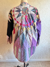 Load image into Gallery viewer, Mariner's Compass Moody Hues Purples Urban Quilt Jacket - Fits Large XL to 2X Oversized Plus
