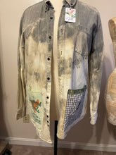Load image into Gallery viewer, Bucolic Barn Scene Needlepoint Distressed - Shacket Jacket Shirt
