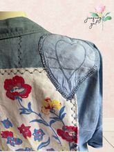 Load image into Gallery viewer, Vintage Roosters Chambray Upcycle Shirt - Size XL
