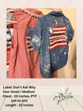 Load image into Gallery viewer, Urban Boho Distressed American Flag Lightweight Denim - Bleach Dyed Flag 4th of July - Size Small
