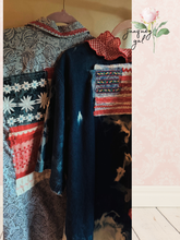 Load image into Gallery viewer, Bleached Denim Vintage Ribbon &amp; Ruffles Flag Upcycled Shirt 4th of July - Fits to Plus
