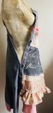 Load image into Gallery viewer, Red Rose Vintage Feedsack &amp; French Script Apron - Smock
