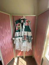 Load image into Gallery viewer, hunter green floral duster with vintage laces &amp; eyelet | special occasion duster - oversized *Fits Up to Plus*
