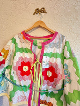 Load image into Gallery viewer, Bright &amp; Cheery Grandmother's Flower Garden Hexagon Quilt Jacket - Fits Oversized Plus to 5X
