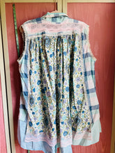 Load image into Gallery viewer, aqua plaid &amp; calico florals - oversized shirt | duster *Fits Up to Medium*
