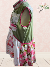 Load image into Gallery viewer, pink &amp; green vintage rose sheets duster coverup Lagenlook free-size oversize
