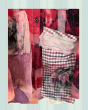 Load image into Gallery viewer, Horse &amp; Girl Needlepoint - upcycled oversized flannel Duster Shirt
