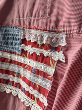 Load image into Gallery viewer, Red Check Cotton Upcycle 4th of July Patriotic - Size Large
