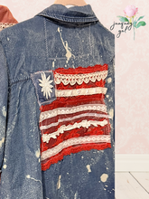 Load image into Gallery viewer, Urban Boho Distressed American Flag Lightweight Denim - Bleach Dyed Flag 4th of July - Size Small
