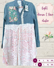 Load image into Gallery viewer, Light Denim &amp; Lace Gypsy Duster
