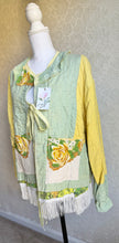 Load image into Gallery viewer, Handstitched Green &amp; Yellow Roses Barn Coat Jacket - Fits up to Large XL
