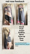 Load image into Gallery viewer, Red Rose Vintage Feedsack &amp; French Script Apron - Smock
