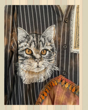 Load image into Gallery viewer, clover seed sack &amp; cat flannel feed bag duster shirt
