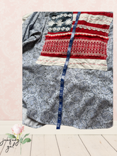 Load image into Gallery viewer, Paisley Vintage Tablecloth Flag Upcycle Shirt 4th of July - Fits to Plus

