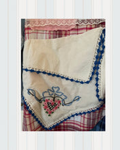 Load image into Gallery viewer, Hearts &amp; Roses Needlepoint Denim Duster Shirt
