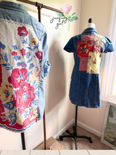 Load image into Gallery viewer, Vintage Roosters Chambray Upcycle Shirt - Size XL
