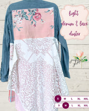 Load image into Gallery viewer, Light Denim &amp; Lace Gypsy Duster
