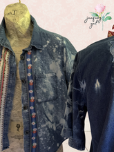 Load image into Gallery viewer, Urban Boho Distressed American Flag Lightweight Denim - Bleach Dyed Flag 4th of July - Size Small
