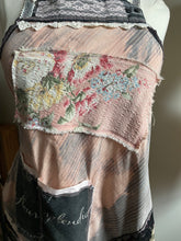Load image into Gallery viewer, Distressed Charcoal &amp; Black Lace Shabby Chic Upcycle Apron - Smock

