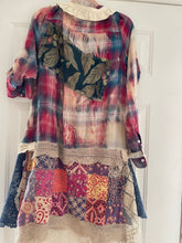 Load image into Gallery viewer, Boho Kantha &amp; Bleached Flannel Gypsy Duster Shirt
