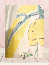 Load image into Gallery viewer, Lemon Yellow Floral Linen Shirt High Low Upcycled Menswear Blouse Shirt Oversized sleeveless
